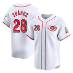 Cincinnati Reds #28 Eugenio Su¨¢rez Player White Home Limited Stitched Baseball Jersey