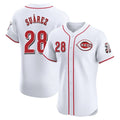 Cincinnati Reds #28 Eugenio Su¨¢rez Player White Limited Elite Home Stitched Baseball Jersey