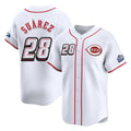 Cincinnati Reds #28 Eugenio Su¨¢rez Player White Speedway Classic Home Limited Stitched Baseball Jersey