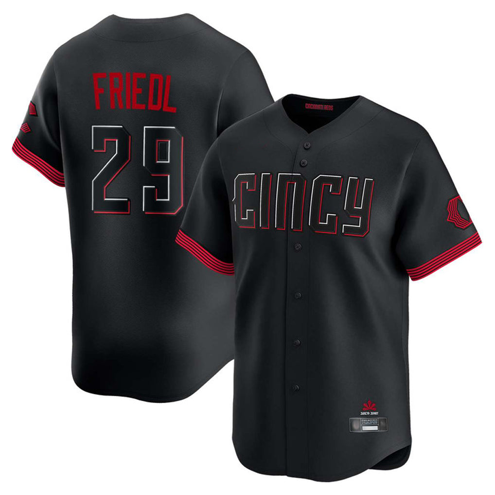 Cincinnati Reds #29 TJ Friedl Player Black City Connect Home Limited Stitched Baseball Jersey