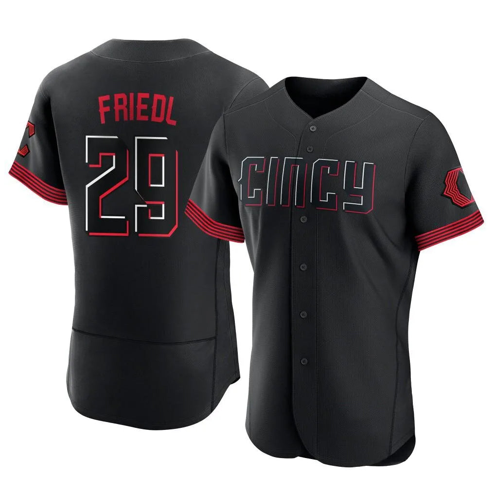 Cincinnati Reds #29 TJ Friedl Player Black City Connect Limited Elite Home Stitched Baseball Jersey