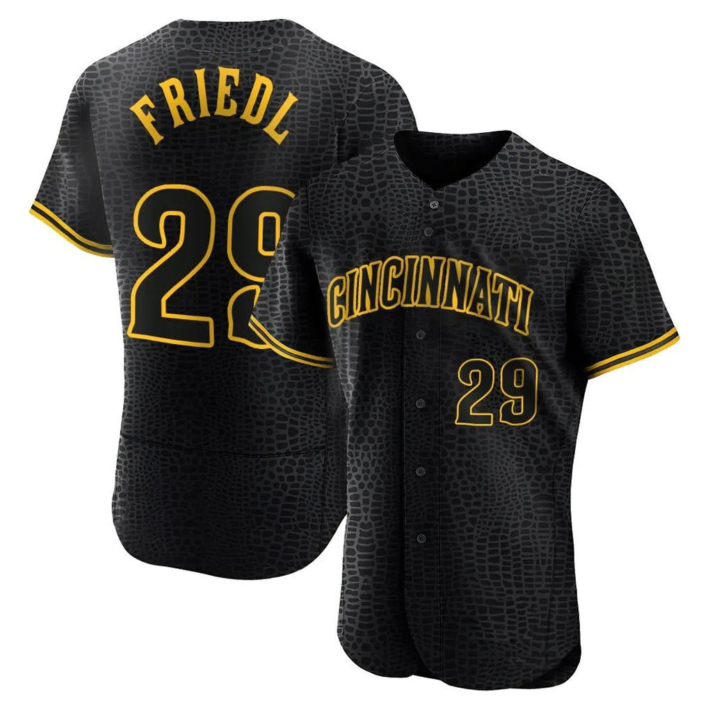 Cincinnati Reds #29 TJ Friedl Player Black Snake Skin City Limited Elite Home Stitched Baseball Jersey