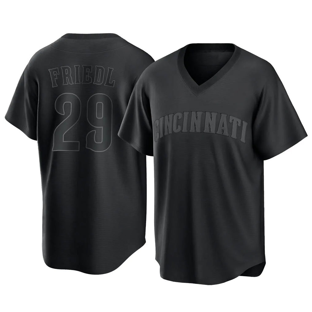Cincinnati Reds #29 TJ Friedl Player Black Game Home Stitched Baseball Jersey