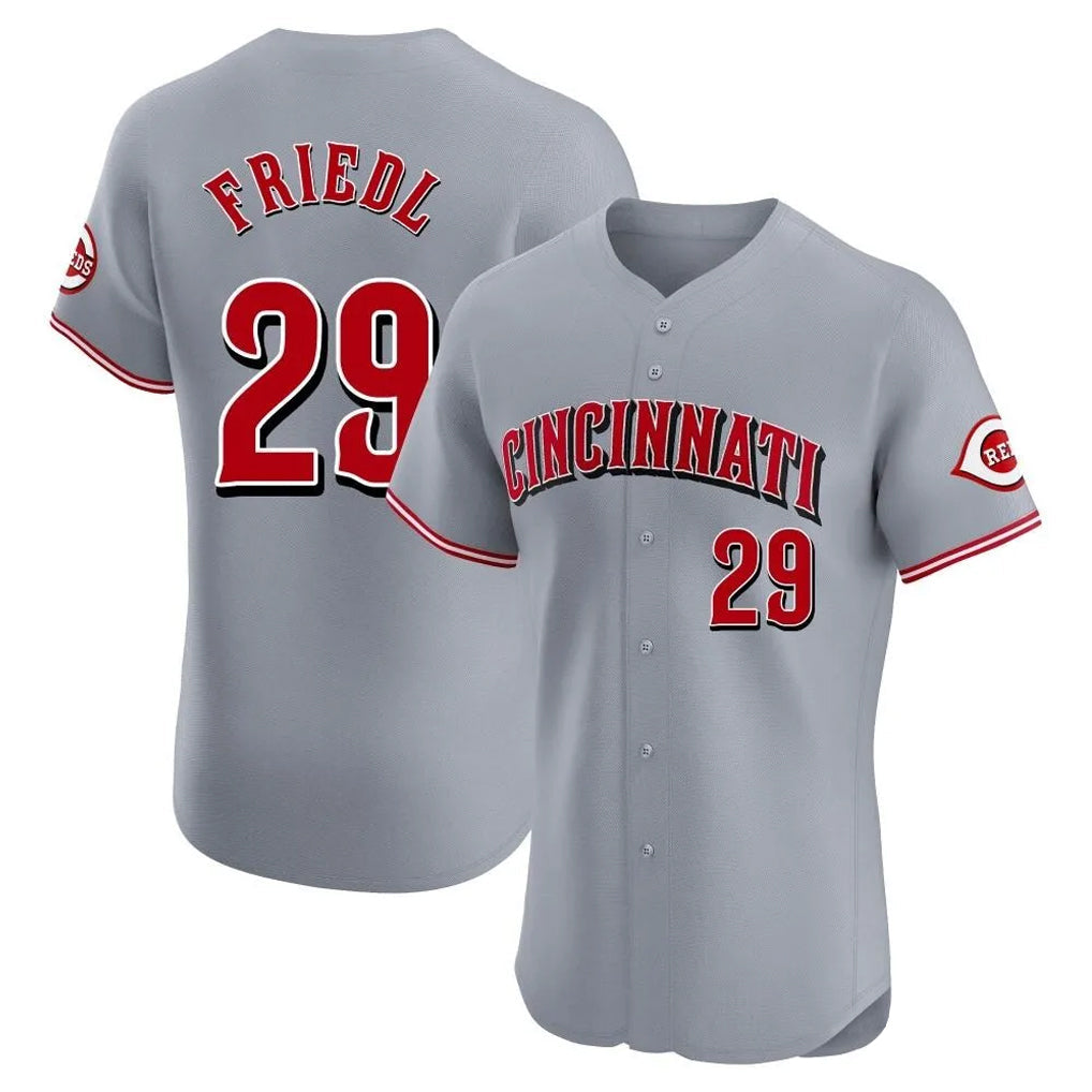 Cincinnati Reds #29 TJ Friedl Player Gray Limited Elite Home Stitched Baseball Jersey
