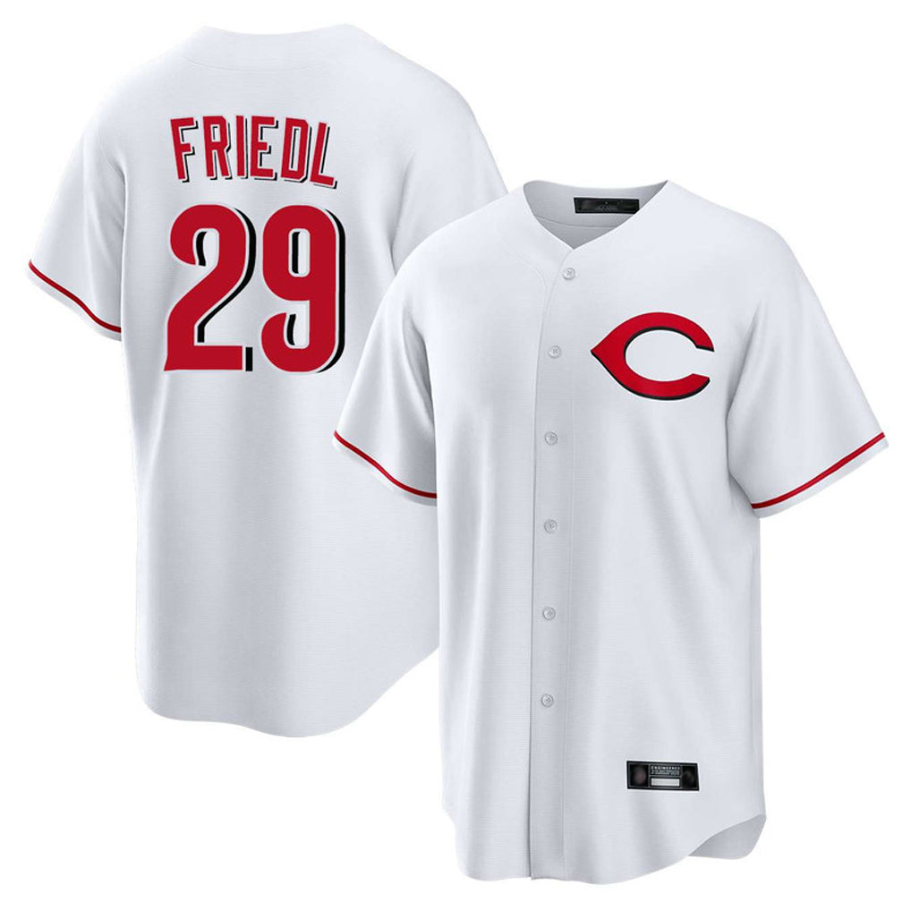 Cincinnati Reds #29 TJ Friedl Player White Home Game Stitched Baseball Jersey