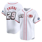 Cincinnati Reds #29 TJ Friedl Player White Speedway Classic Home Limited Stitched Baseball Jersey