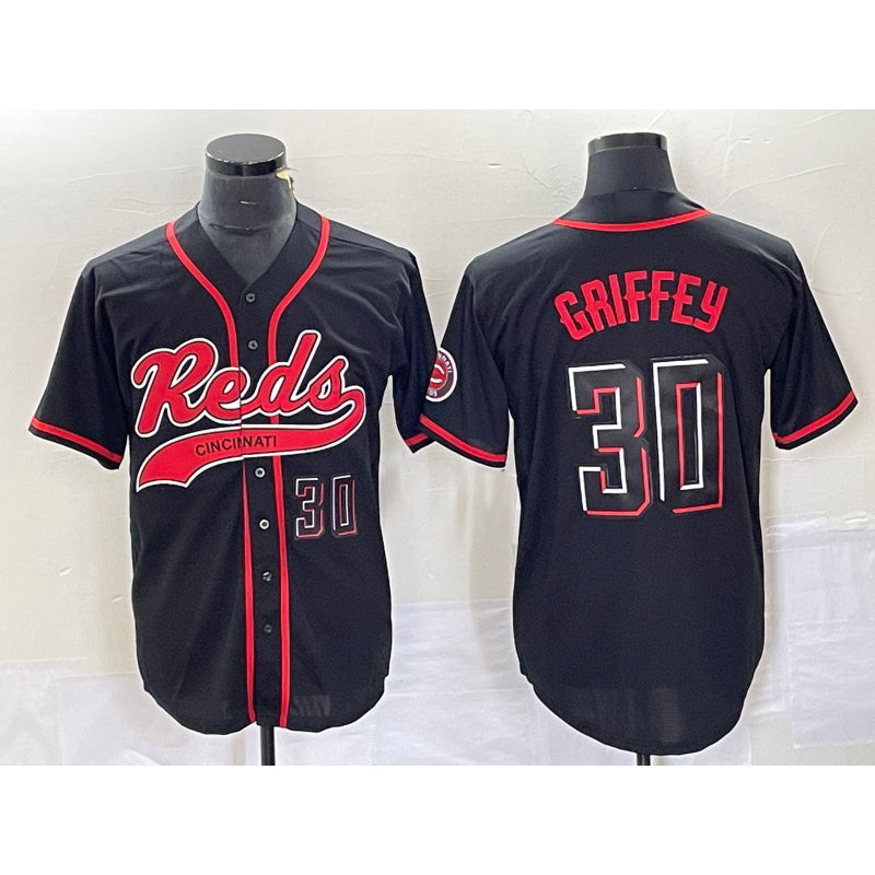 Cincinnati Reds #30 Ken Griffey Jr Number Black 2023 City Connect Cool Base Stitched Baseball Jersey