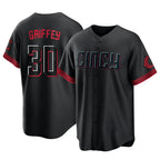 Cincinnati Reds #30 Ken Griffey Player Black City Connect Home Game Stitched Baseball Jersey