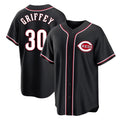 Cincinnati Reds #30 Ken Griffey Player Black Fashion Out Home Game Stitched Baseball Jersey