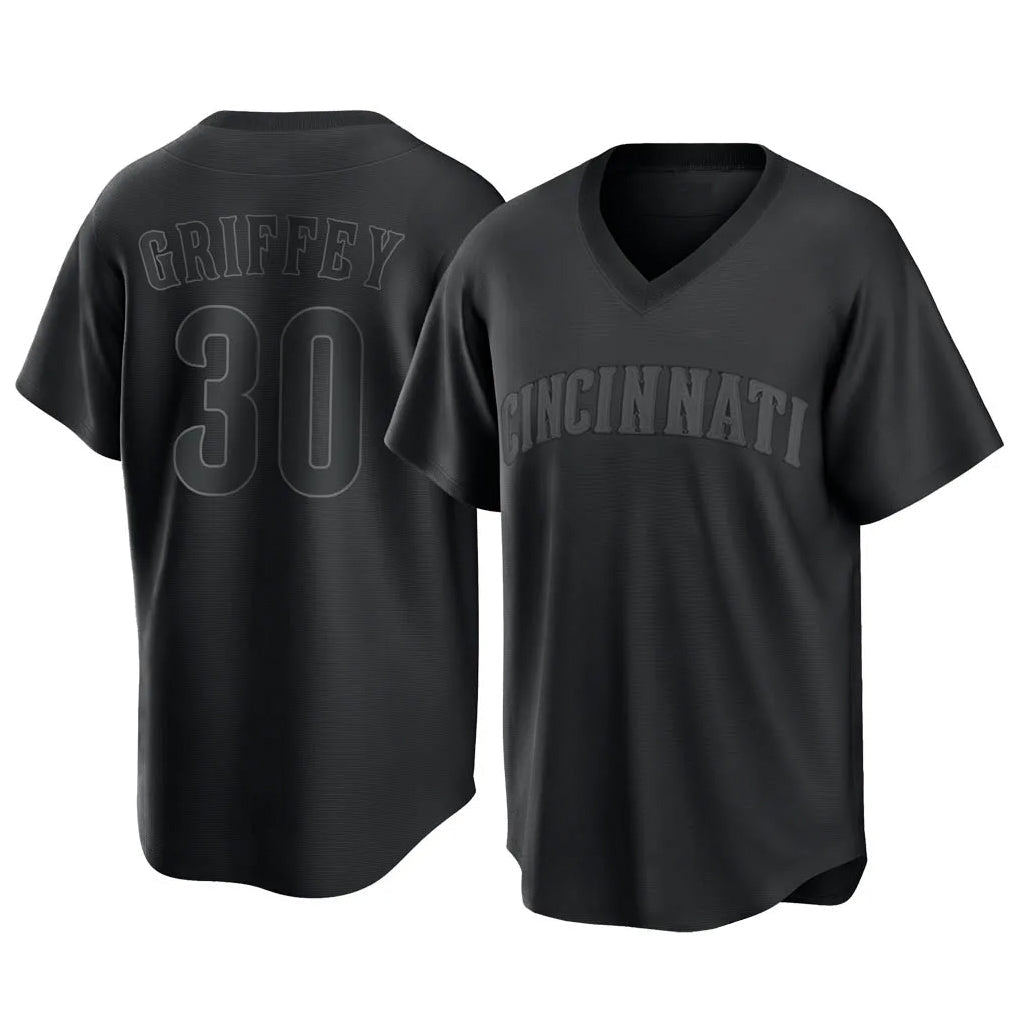 Cincinnati Reds #30 Ken Griffey Player Black Game Home Stitched Baseball Jersey