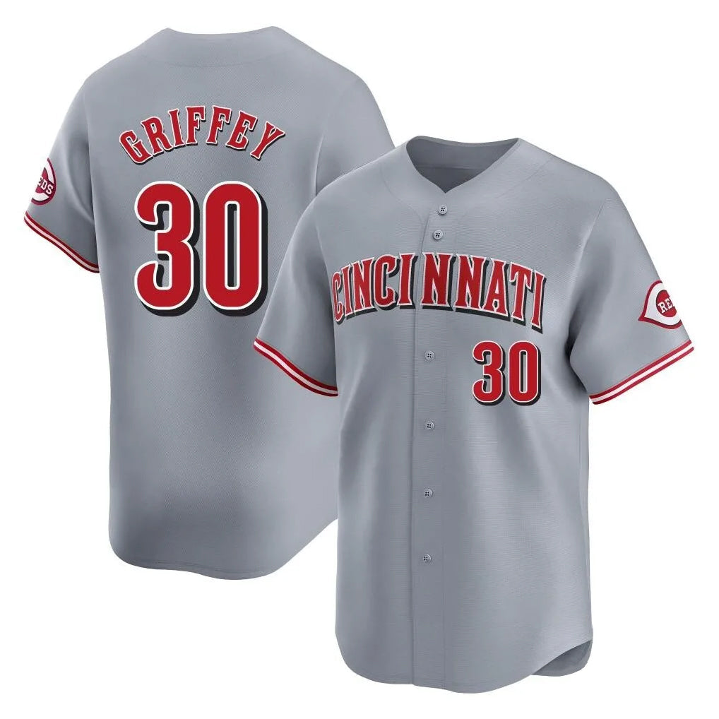Cincinnati Reds #30 Ken Griffey Player Gray Home Limited Stitched Baseball Jersey