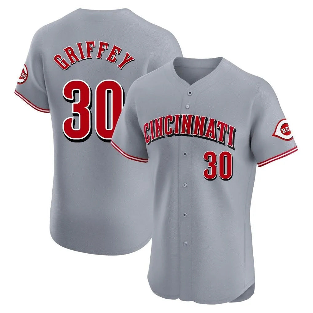 Cincinnati Reds #30 Ken Griffey Player Gray Limited Elite Home Stitched Baseball Jersey