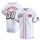 Cincinnati Reds #30 Ken Griffey Player White Speedway Classic Home Limited Stitched Baseball Jersey