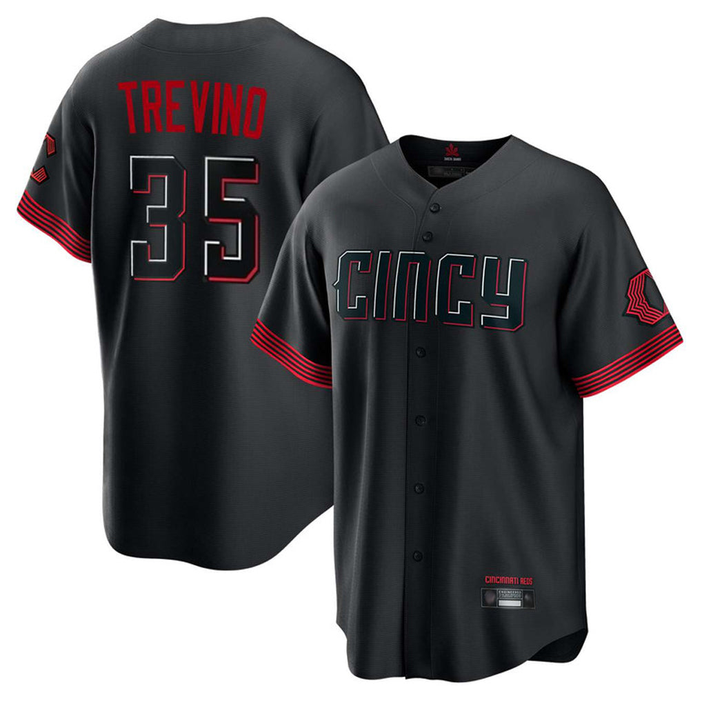 Cincinnati Reds #35 Jose Trevino Player Black City Connect Home Game Stitched Baseball Jersey