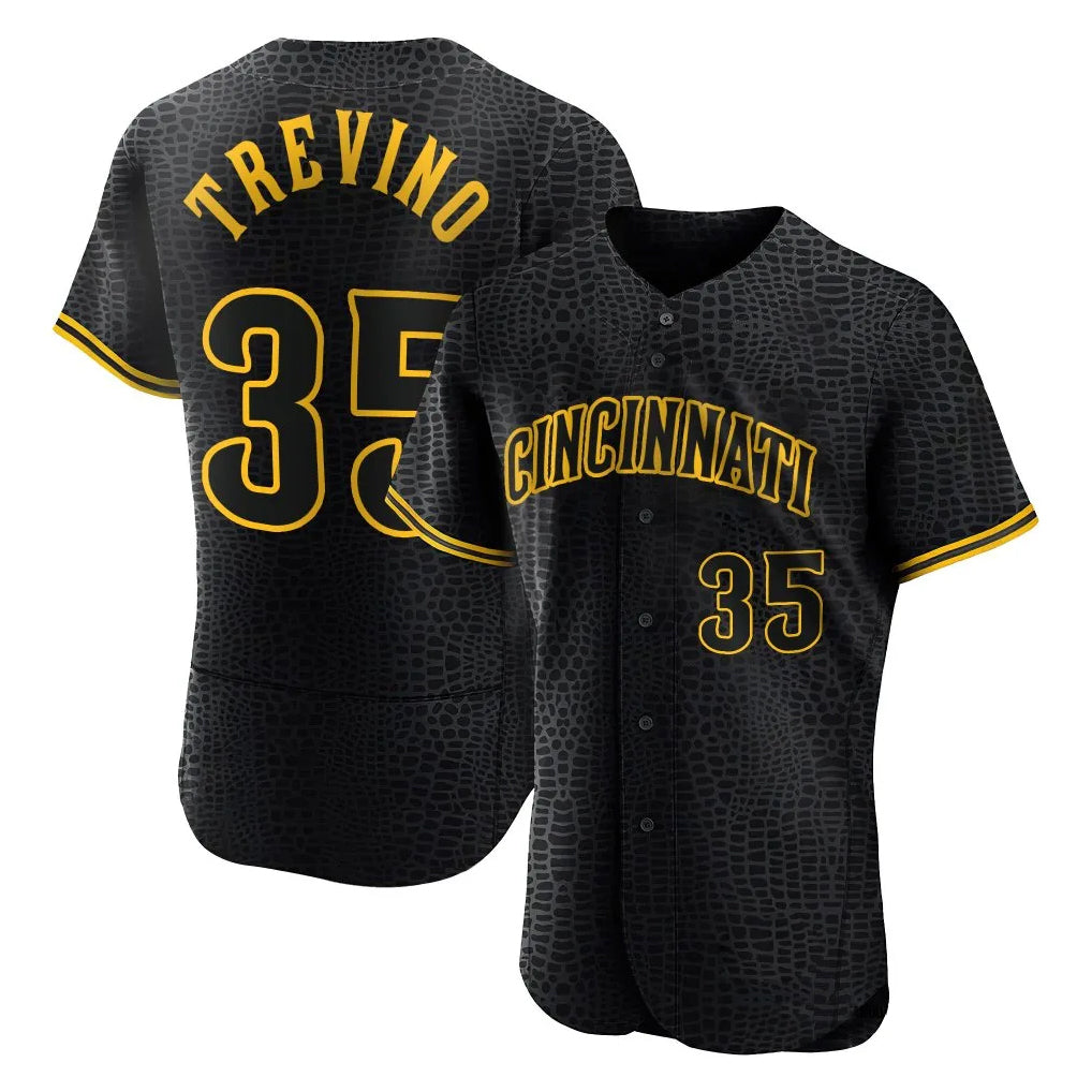 Cincinnati Reds #35 Jose Trevino Player Black Snake Skin City Limited Elite Home Stitched Baseball Jersey