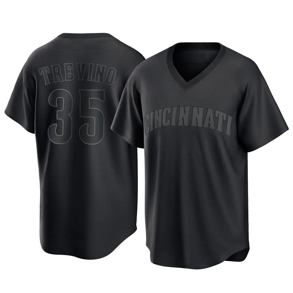 Cincinnati Reds #35 Jose Trevino Player Black Game Home Stitched Baseball Jersey