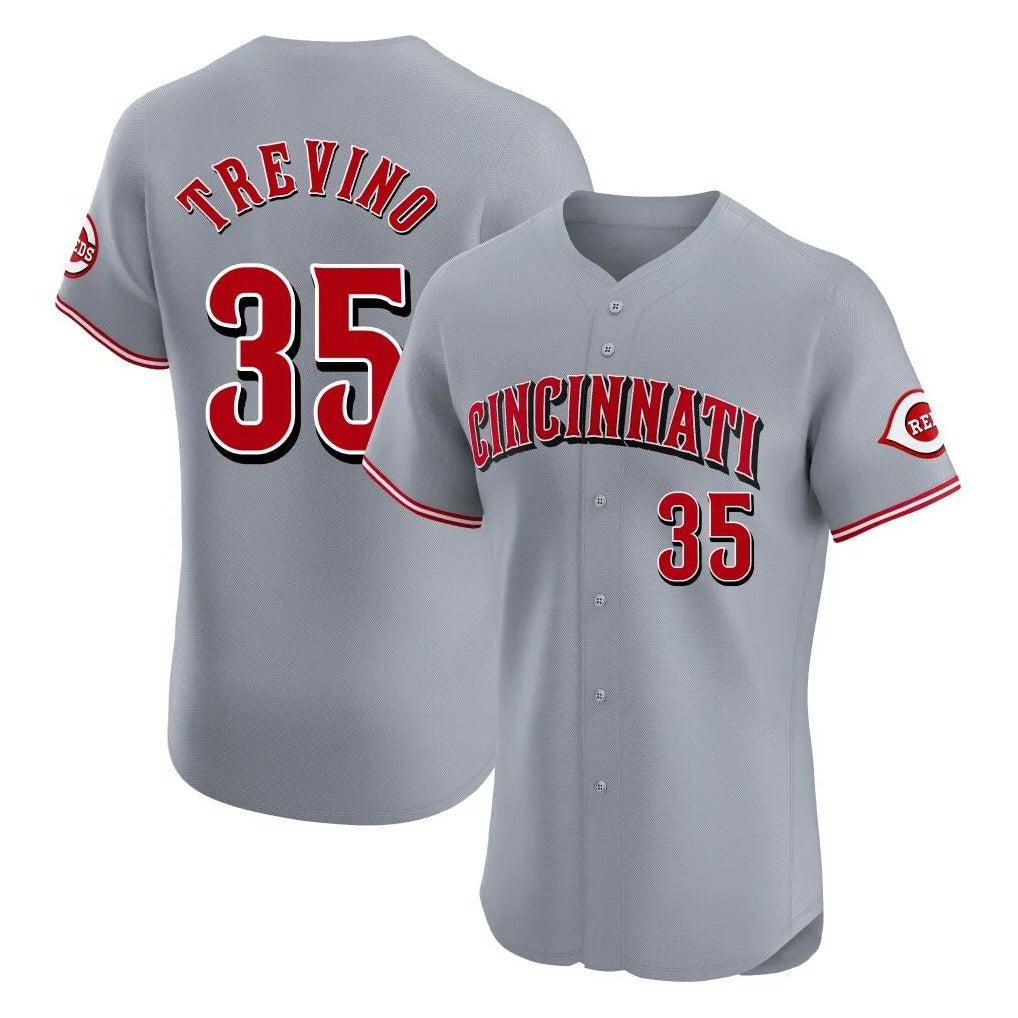 Cincinnati Reds #35 Jose Trevino Player Gray Limited Elite Home Stitched Baseball Jersey
