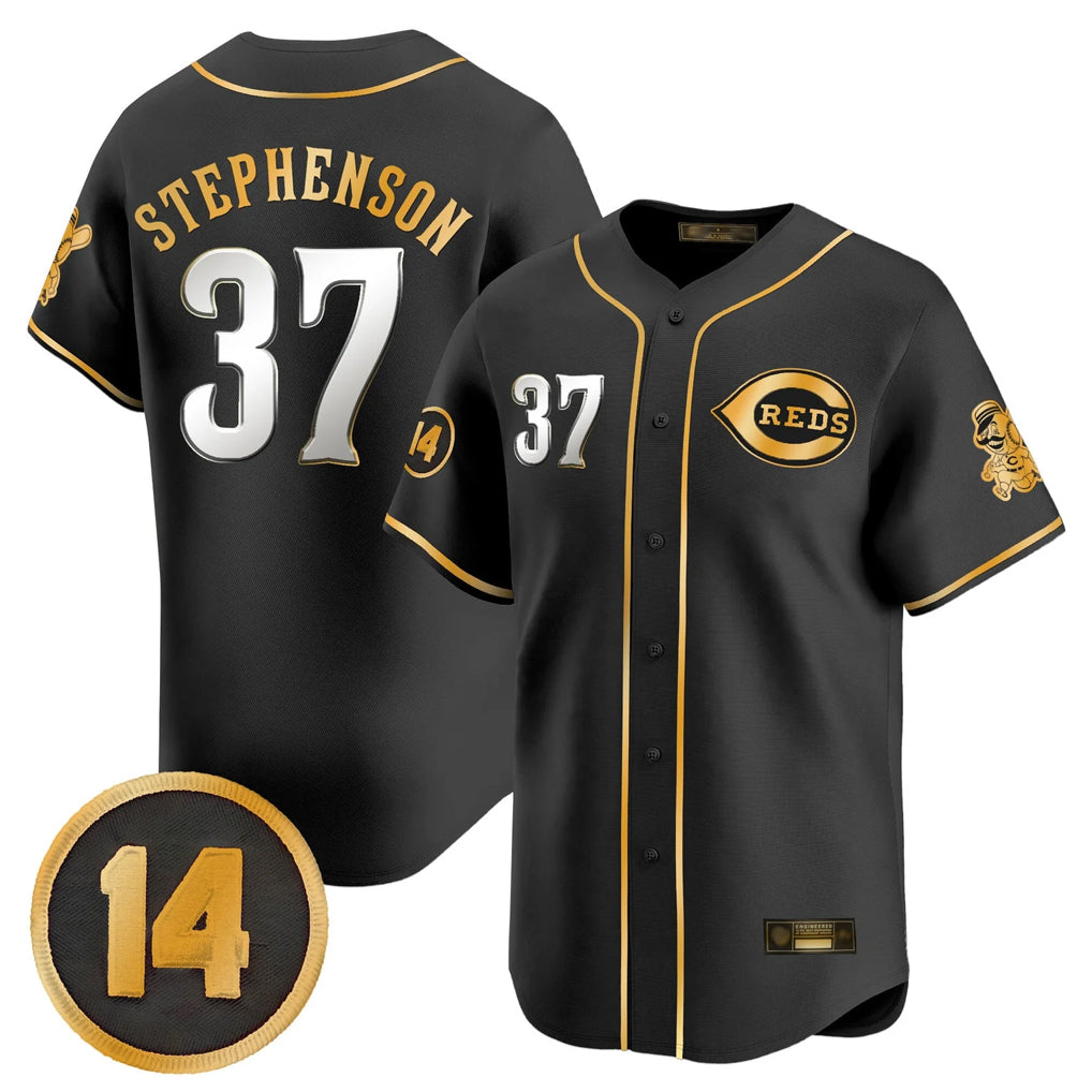 Cincinnati Reds #37 Tyler Stephenson Player Black-Gold Vapor Premier Limited Home Stitched Baseball Jersey