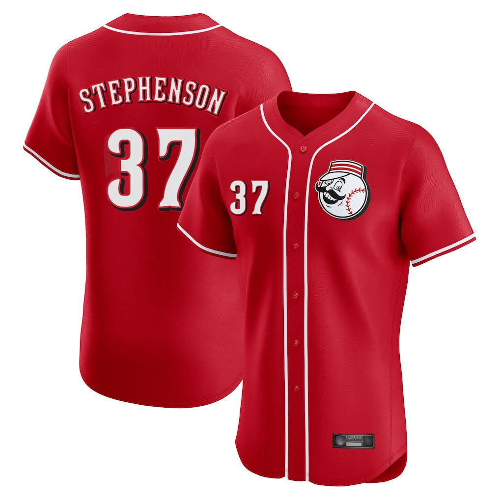 Cincinnati Reds #37 Tyler Stephenson Player Red Limited Elite Home Game Stitched Baseball Jersey