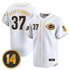 Cincinnati Reds #37 Tyler Stephenson Player White-Gold Vapor Premier Limited Home Stitched Baseball Jersey