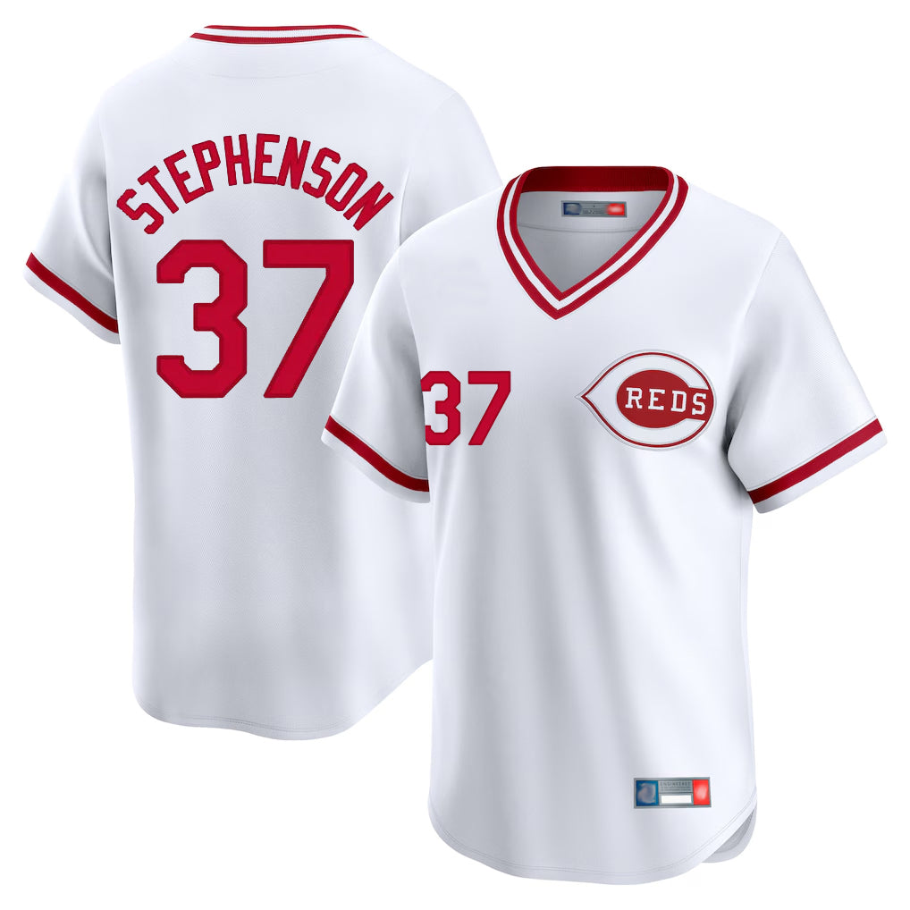 Cincinnati Reds #37 Tyler Stephenson Player White Cooperstown Collection Limited Home Stitched Baseball Jersey