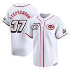 Cincinnati Reds #37 Tyler Stephenson Player White Speedway Classic Home Limited Stitched Baseball Jersey