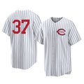 Cincinnati Reds #37 Tyler Stephenson Player White Stripe Field of Dreams Game Home Stitched Baseball Jersey