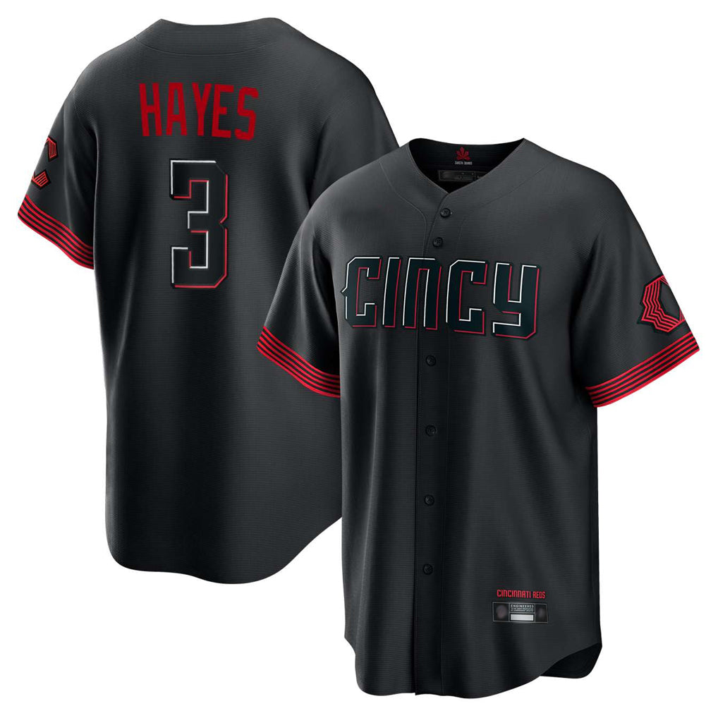 Cincinnati Reds #3 Ke'Bryan Hayes Player Black City Connect Home Game Stitched Baseball Jersey