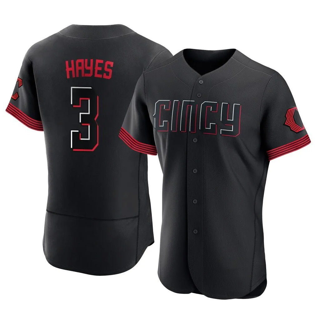 Cincinnati Reds #3 Ke'Bryan Hayes Player Black City Connect Limited Elite Home Stitched Baseball Jersey