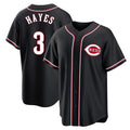 Cincinnati Reds #3 Ke'Bryan Hayes Player Black Fashion Out Home Game Stitched Baseball Jersey