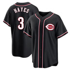 Cincinnati Reds #3 Ke'Bryan Hayes Player Black Fashion Out Home Game Stitched Baseball Jersey