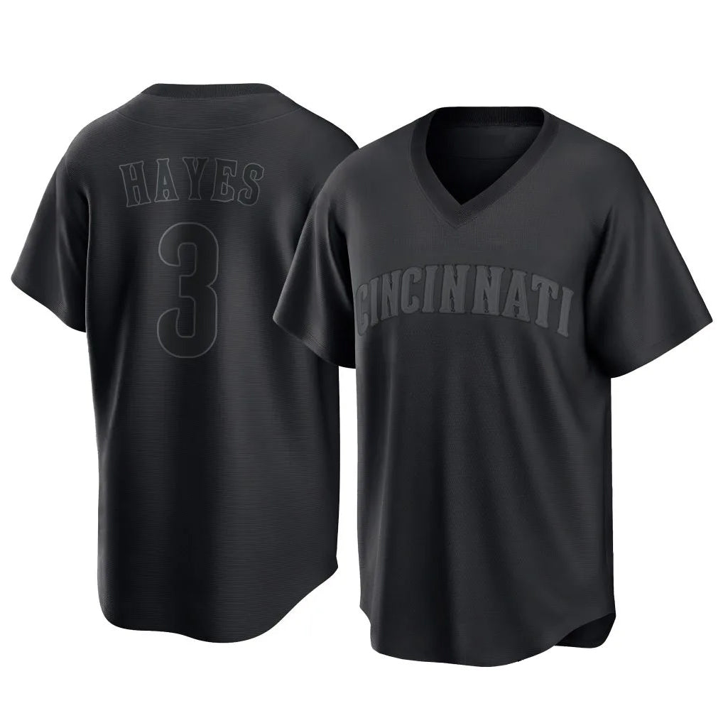 Cincinnati Reds #3 Ke'Bryan Hayes Player Black Game Home Stitched Baseball Jersey