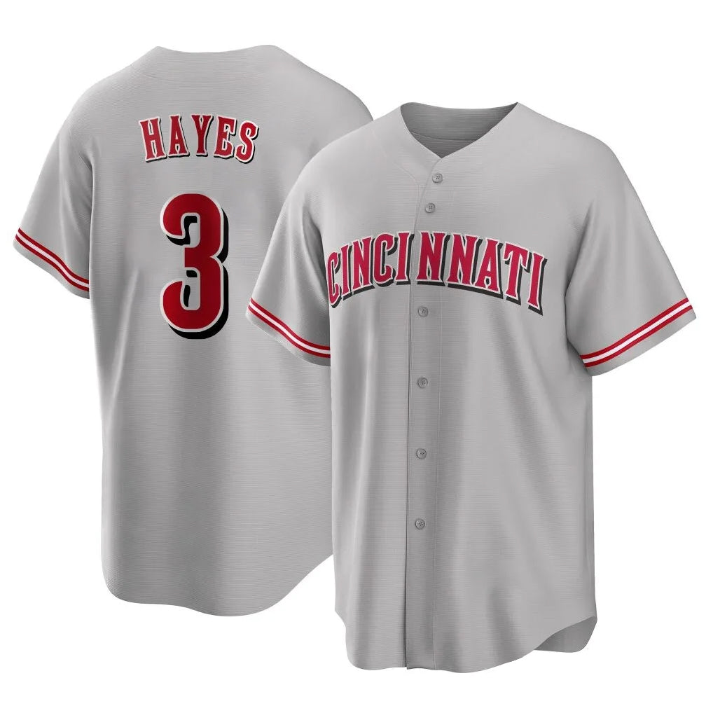 Cincinnati Reds #3 Ke'Bryan Hayes Player Gray Home Game Stitched Baseball Jersey