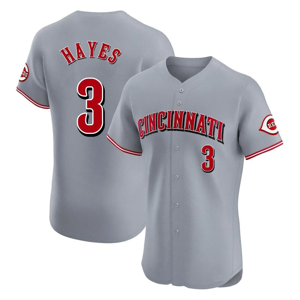 Cincinnati Reds #3 Ke'Bryan Hayes Player Gray Limited Elite Home Stitched Baseball Jersey
