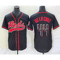 Cincinnati Reds #44 Elly De La Cruz Black With Patch Cool Base Stitched Baseball Jersey