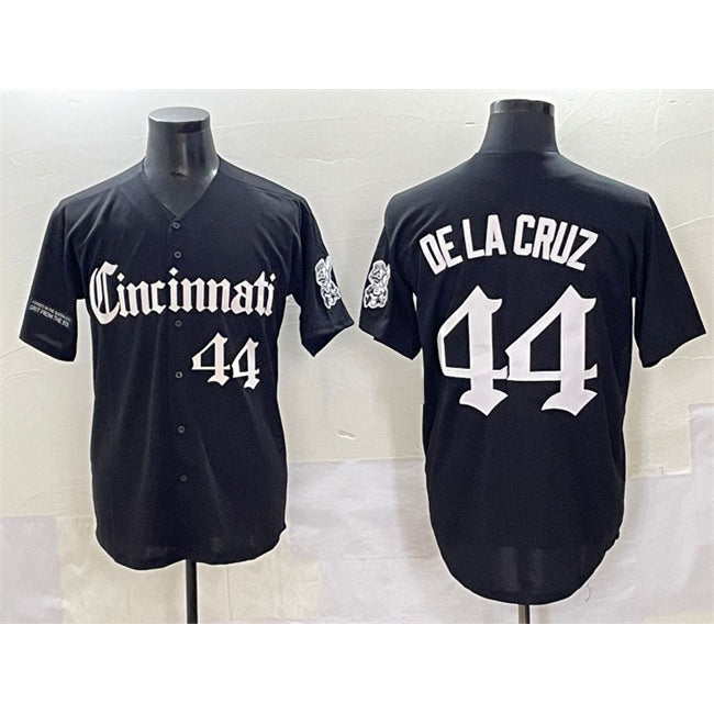 Cincinnati Reds #44 Elly De La Cruz Black 'Gothic Queen City Edition' Vapor Premier Limited Stitched Baseball Jersey