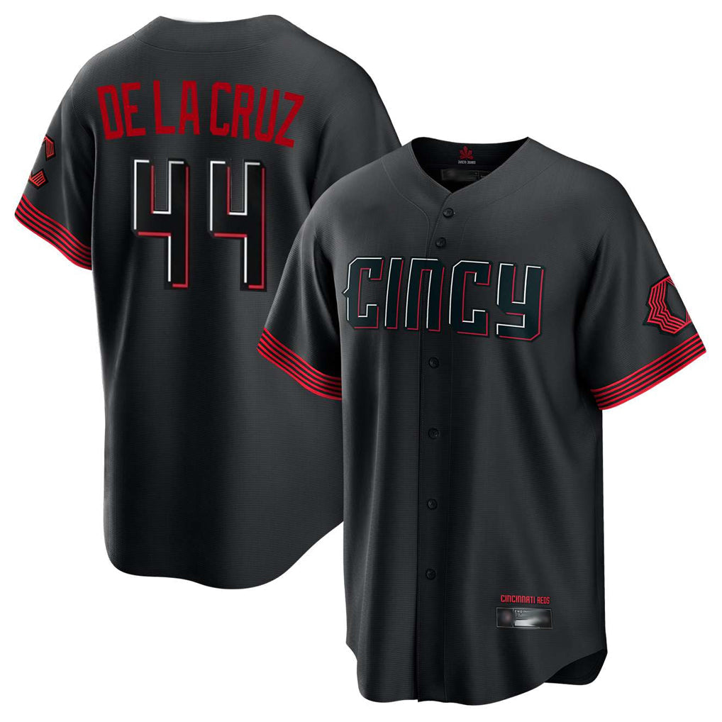 Cincinnati Reds #44 Elly De La Cruz Player Black City Connect Home Game Stitched Baseball Jersey