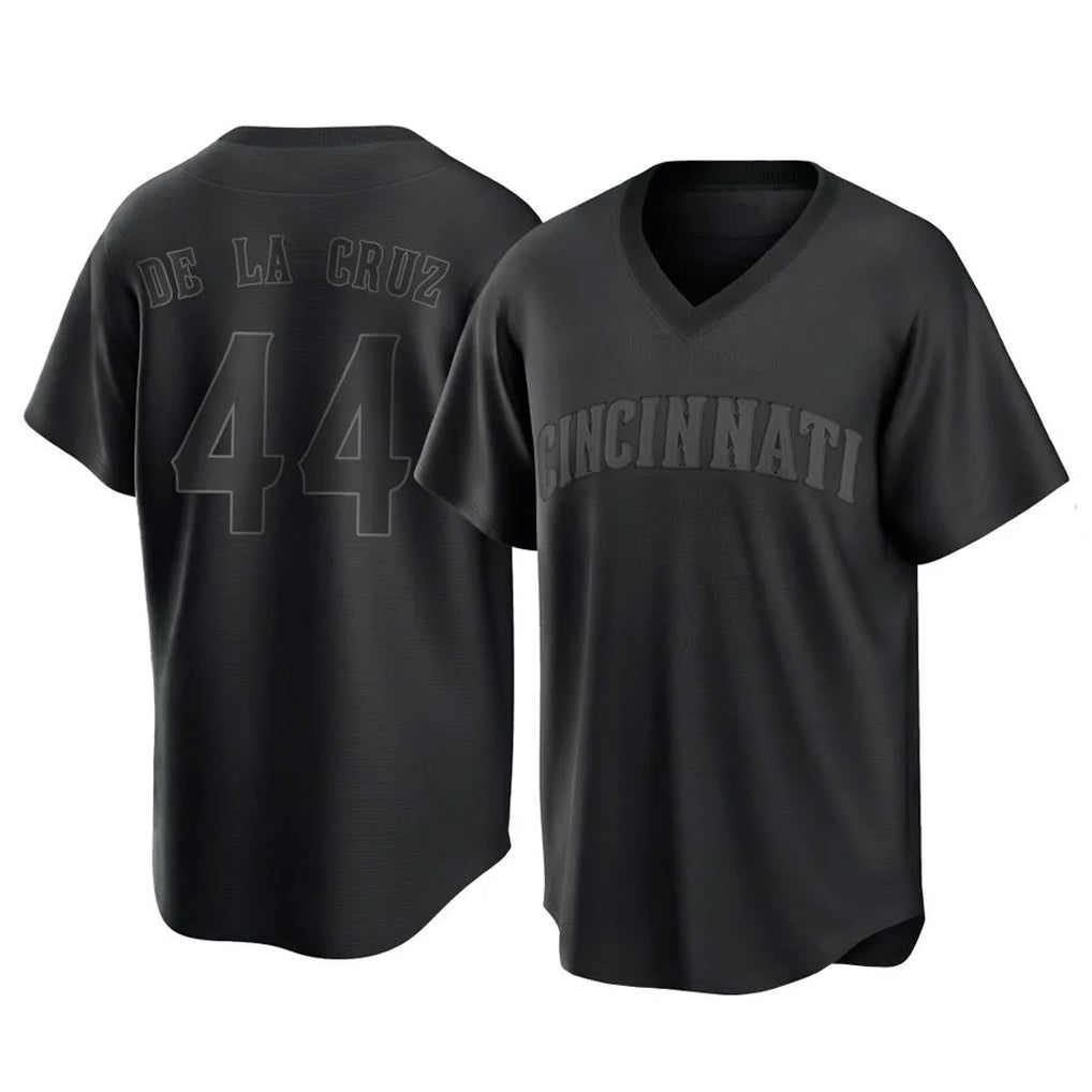 Cincinnati Reds #44 Elly De La Cruz Player Black Game Home Stitched Baseball Jersey