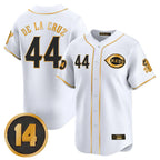 Cincinnati Reds #44 Elly De La Cruz Player White-Gold Vapor Premier Limited Home Stitched Baseball Jersey