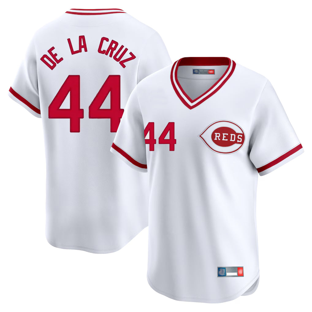 Cincinnati Reds #44 Elly De La Cruz Player White Cooperstown Collection Limited Home Stitched Baseball Jersey
