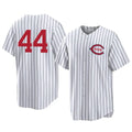 Cincinnati Reds #44 Elly De La Cruz Player White Stripe Field of Dreams Game Home Stitched Baseball Jersey