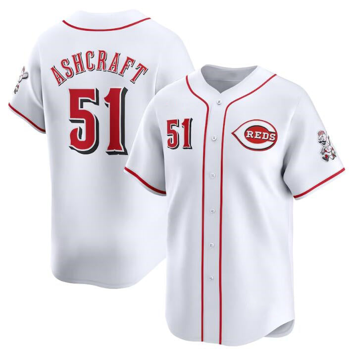Cincinnati Reds #51 Graham Ashcraft White Home Limited Stitched Baseball Jersey