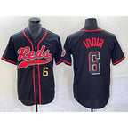 Cincinnati Reds #6 Jonathan India Number Black 2023 City Connect With Patch Stitched Baseball Jersey
