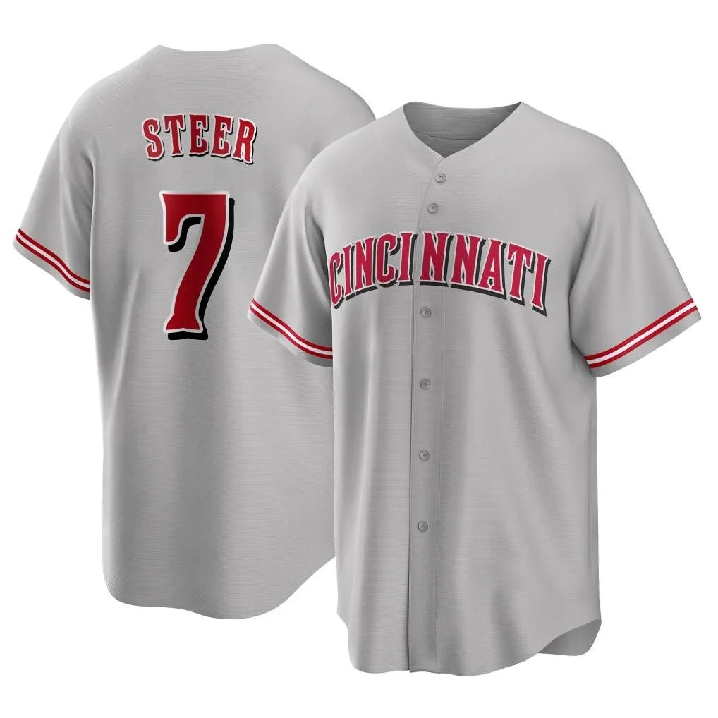Cincinnati Reds #7 Spencer Steer Player Gray Home Game Stitched Baseball Jersey