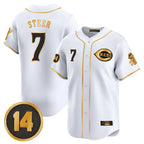 Cincinnati Reds #7 Spencer Steer Player White-Gold Vapor Premier Limited Home Stitched Baseball Jersey