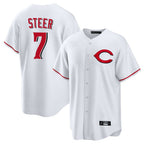 Cincinnati Reds #7 Spencer Steer Player White Home Game Stitched Baseball Jersey