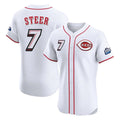 Cincinnati Reds #7 Spencer Steer Player White Speedway Classic Limited Elite Home Stitched Baseball Jersey