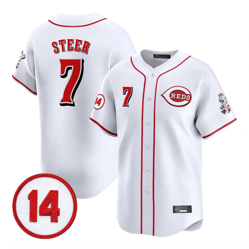 Cincinnati Reds #7 Spencer Steer Player White Vapor Premier Limited Home Stitched Baseball Jersey