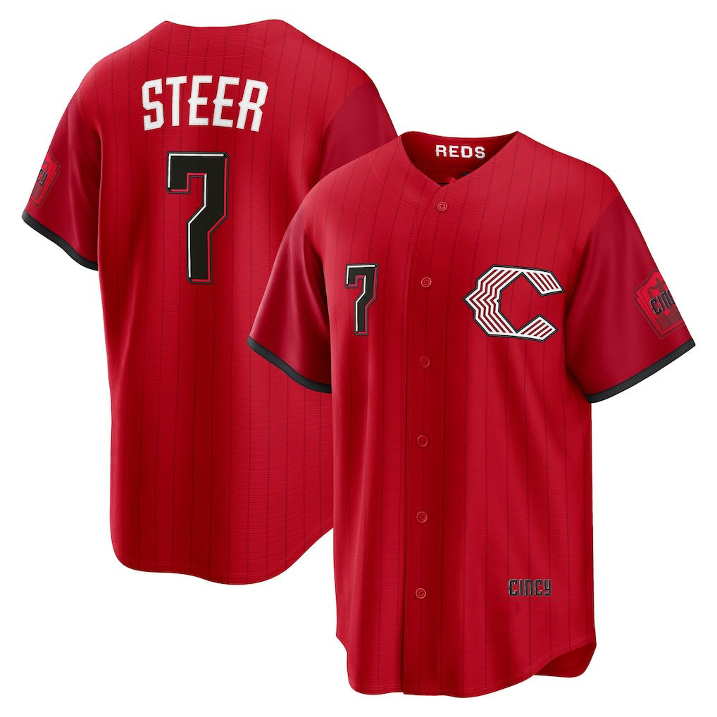 Cincinnati Reds #7 Spencer Steer Red 2026 City Connect Stadium Baseball Jersey