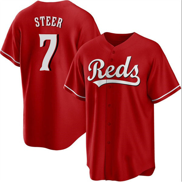 Cincinnati Reds #7 Spencer Steer Red Cool Base Stitched Baseball Jersey